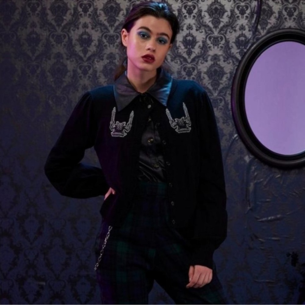 Disney Black Embroidered Cardigan haunted mansion
